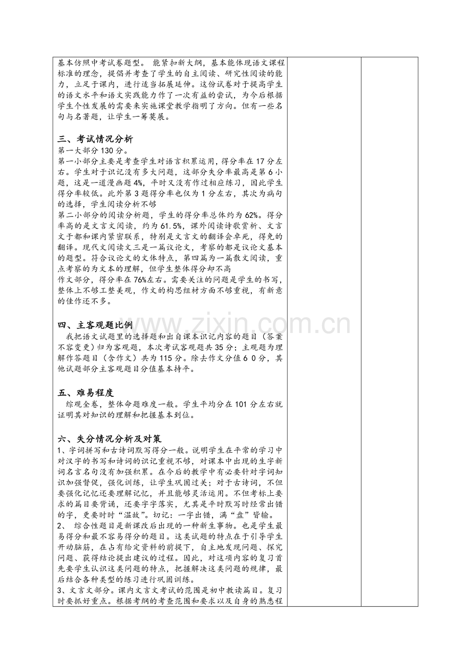 期中考试试卷分析教案.doc_第2页