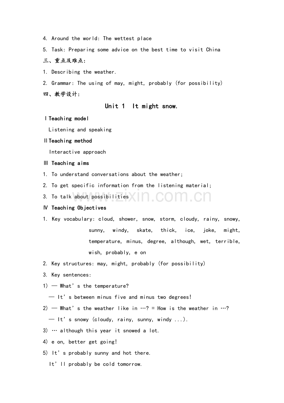 外研版八年级上Module-10-The-weather全模块教案.doc_第2页