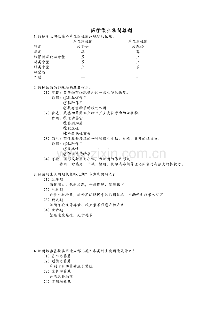 医学微生物简答题.doc_第1页