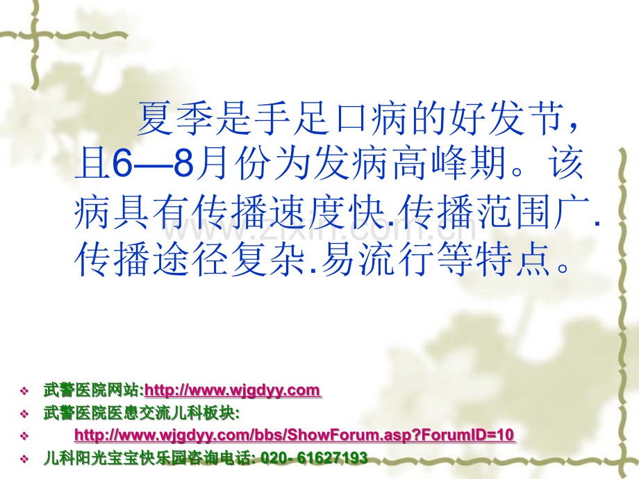 手足口病的治疗及护理及预防(阳光宝宝快乐园第十期)武警广东总队医.ppt_第2页