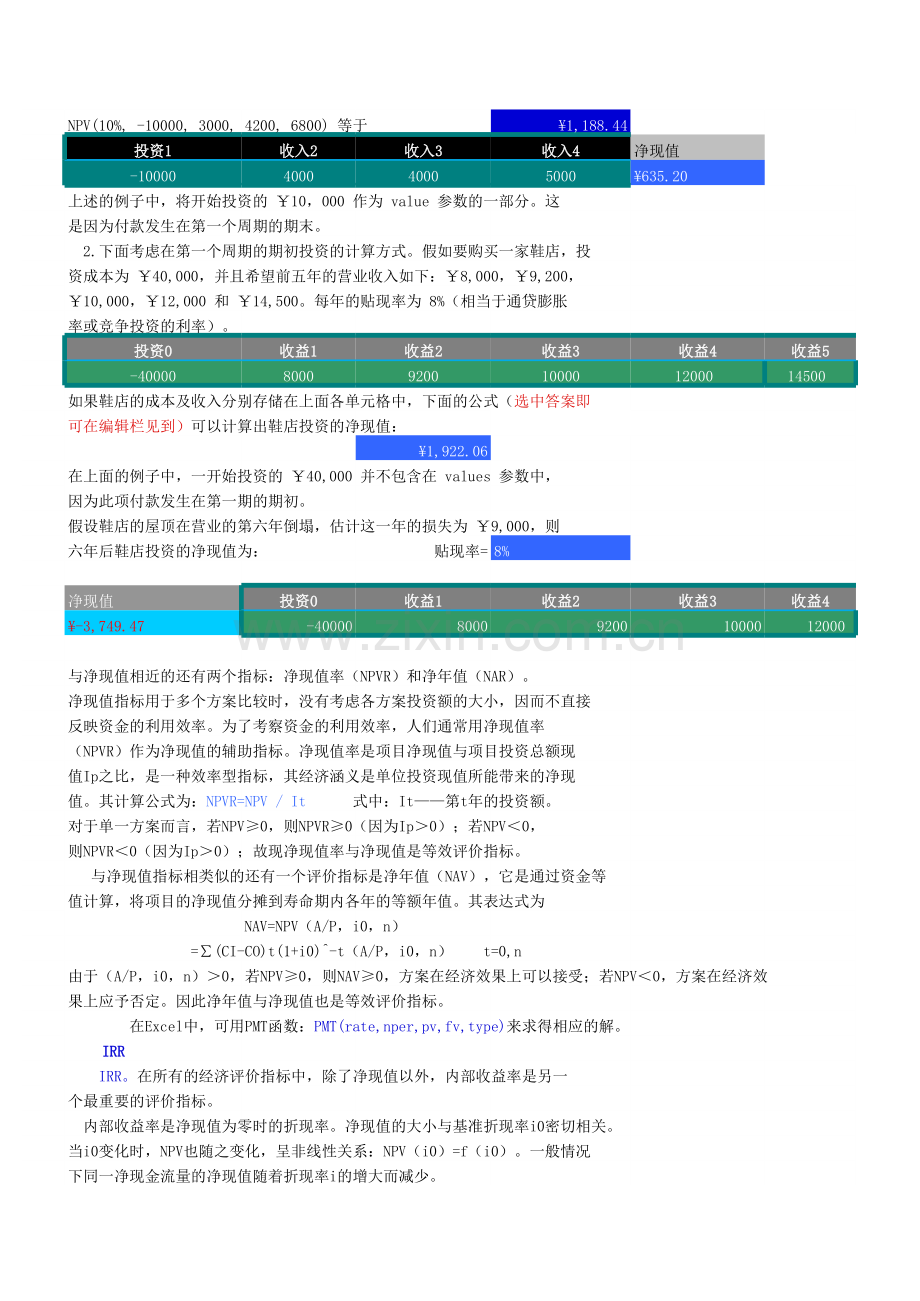 用Excel计算经济评价指标-带公式讲解透彻.xls_第2页
