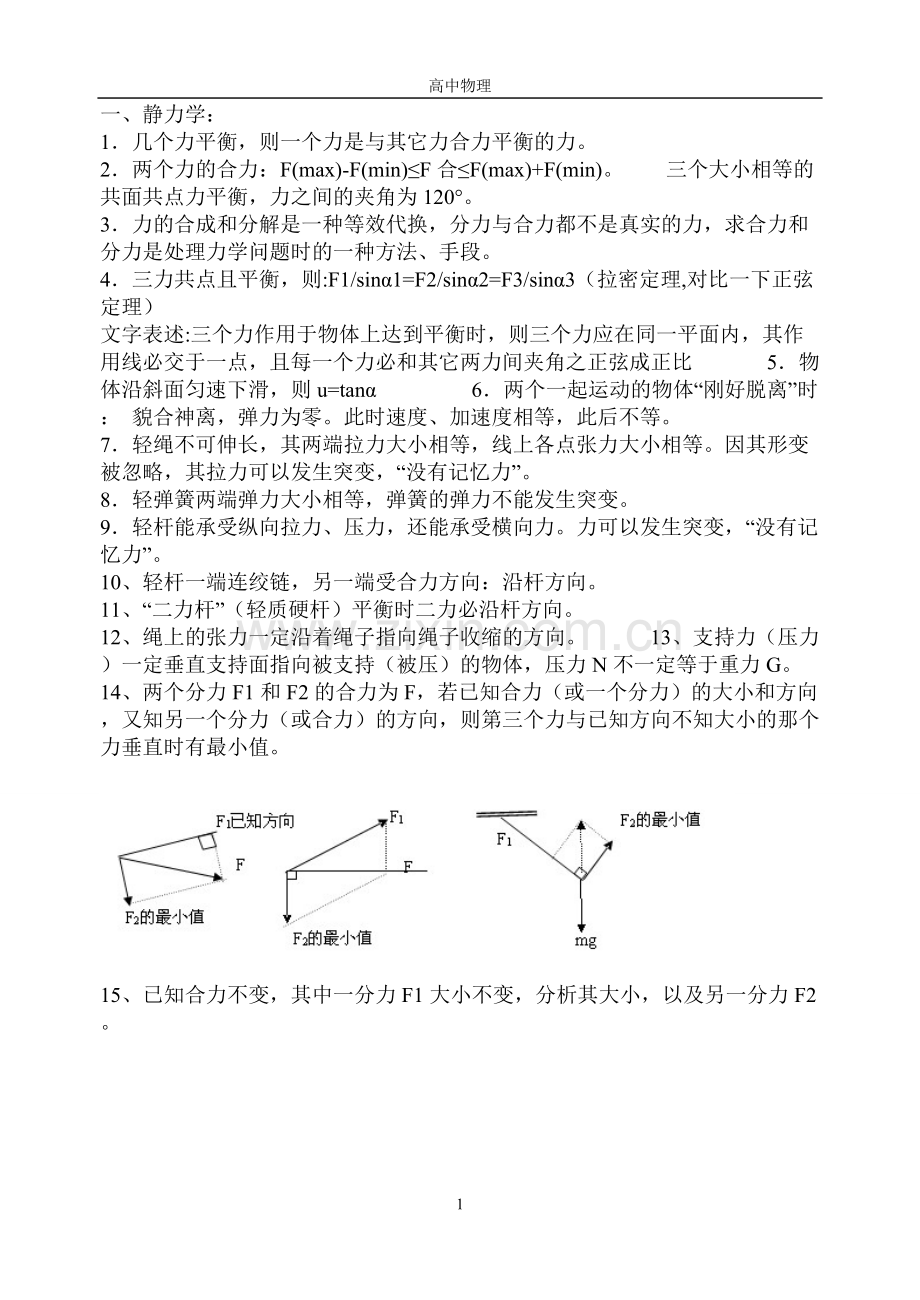 高中物理知识点总结和常用解题方法(带例题)(2).pdf_第1页