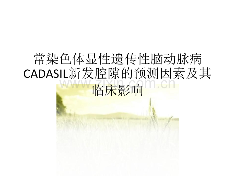 染色体显性遗传性脑动脉病新发腔隙的预测因素PPT.ppt_第1页