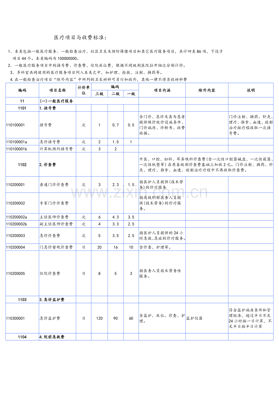 医疗项目与收费标准资料.doc_第1页