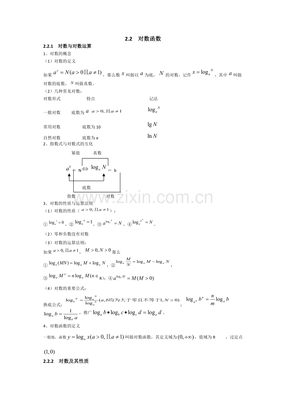 高一数学必修一知识点+练习2.2对数函数教师.pdf_第1页