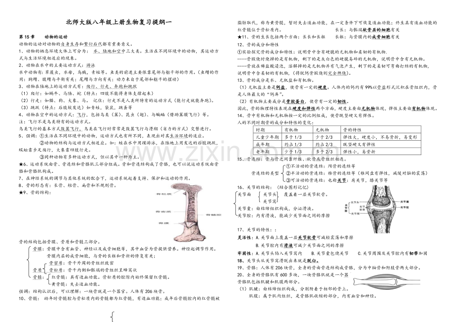 北师大版八年级上册生物复习提纲一.doc_第1页