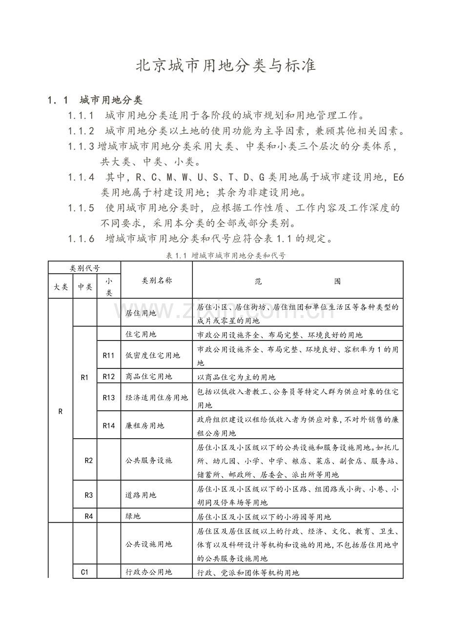 北京用地性质分类与标准.doc_第1页