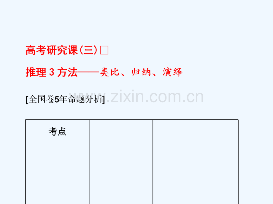 2018年高考数学总复习-高考研究课(三)推理3方法-类比、归纳、演绎-理.ppt_第1页