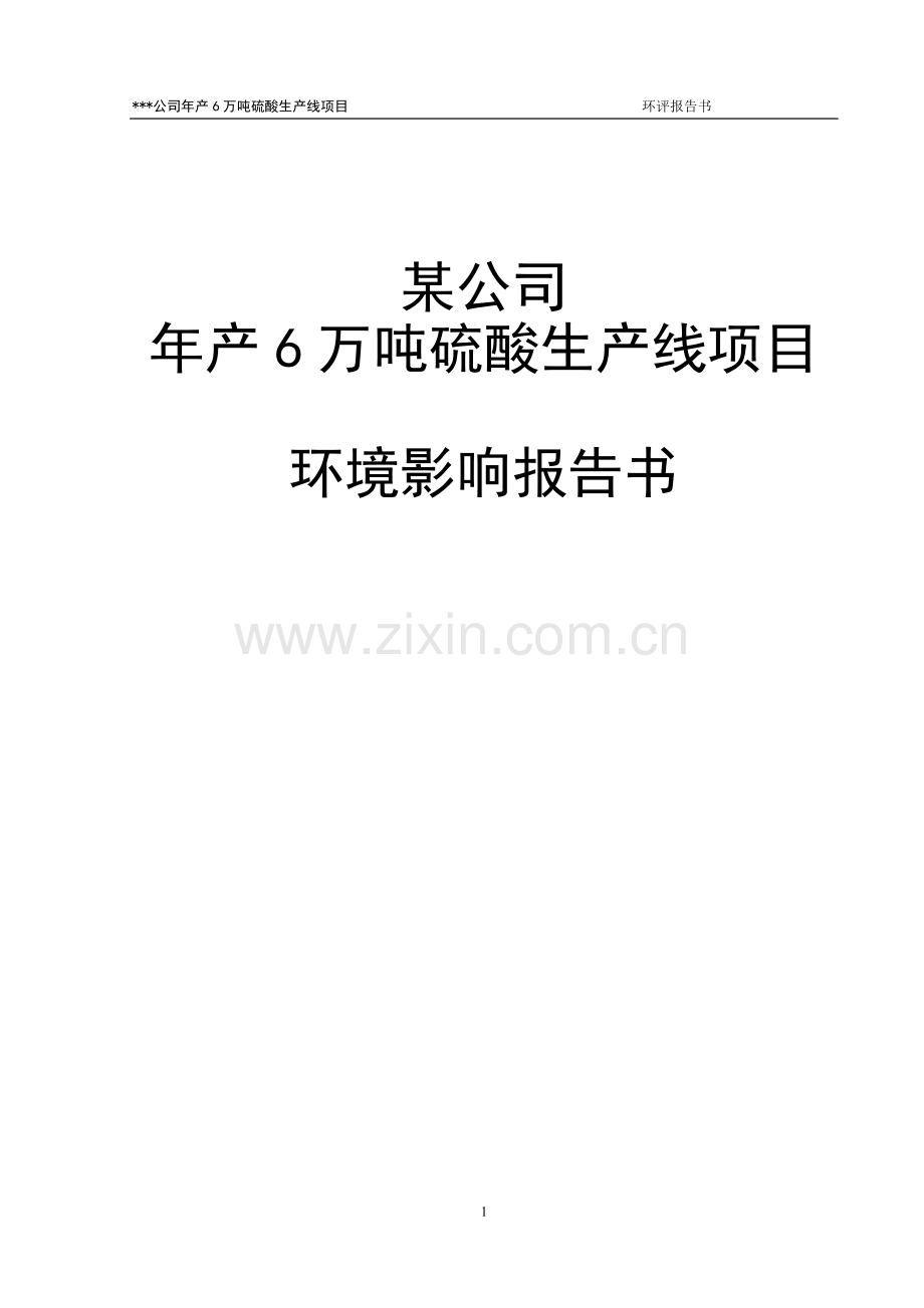 某硫酸厂年产6万吨硫酸生产线项目环境评估报告书.doc_第1页