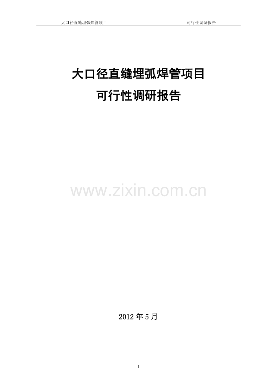 2016年大口径直缝埋弧焊管项目建设可研报告.doc_第1页