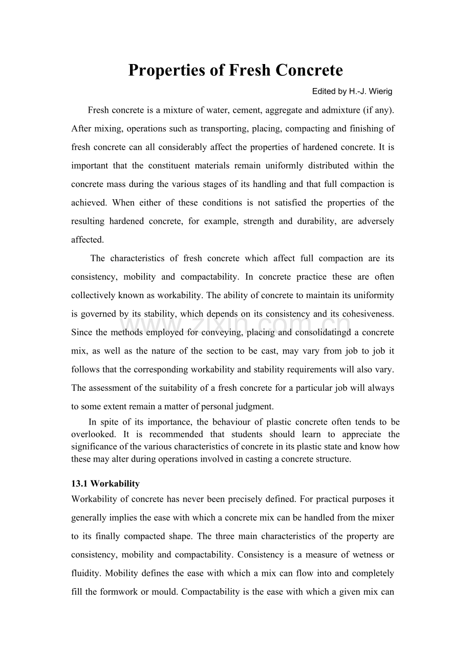 新拌混凝土的性能-外文翻译大学论文.doc_第1页