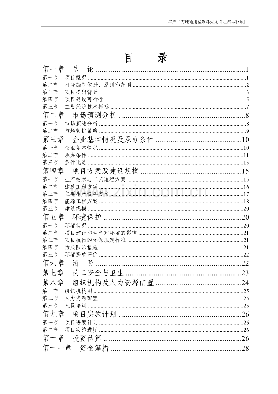 年产二万吨通用型聚烯烃无卤阻燃母粒项目可行性研究报告.doc_第1页
