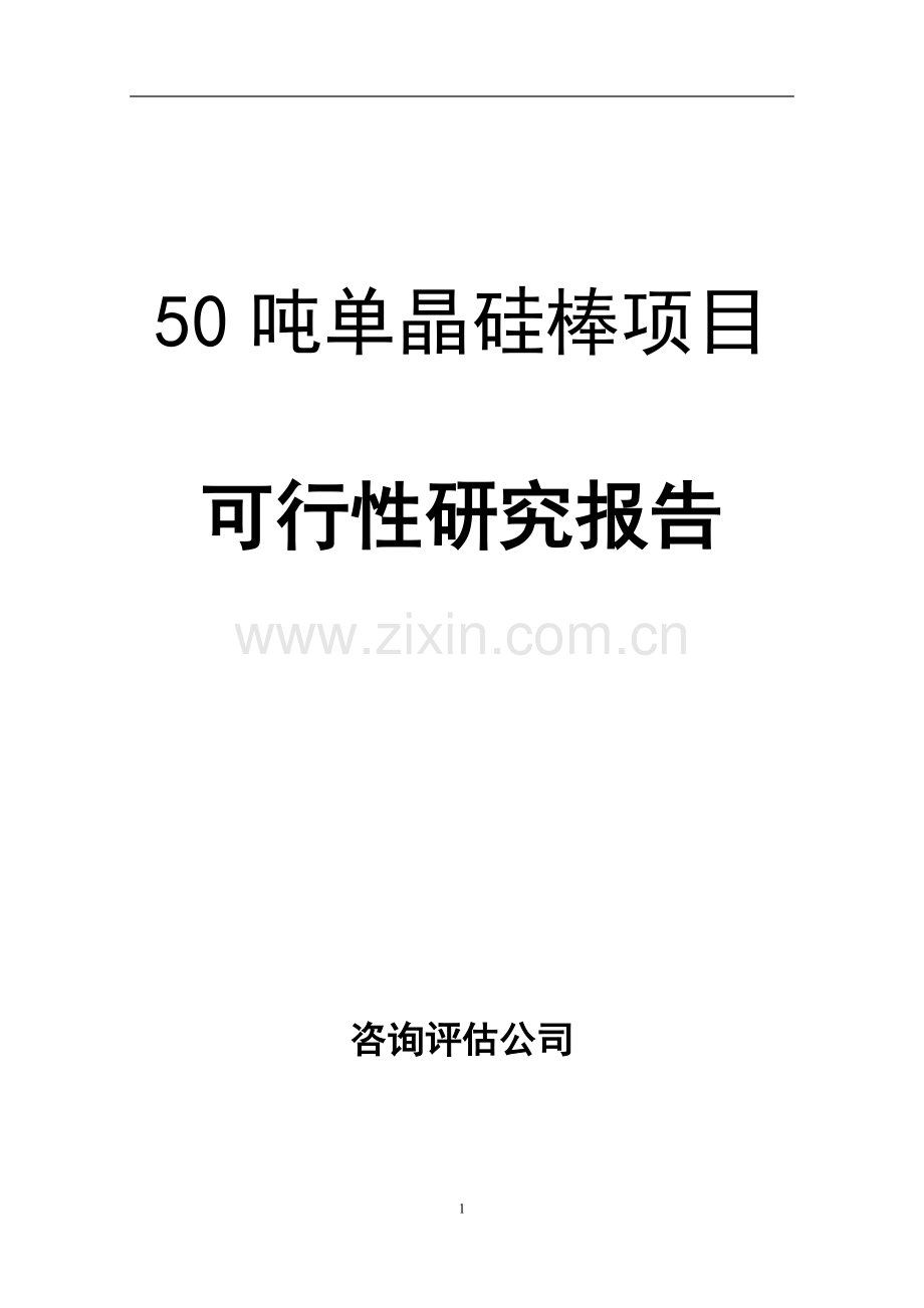 太阳能单晶硅棒项目可行性研究报告.doc_第1页