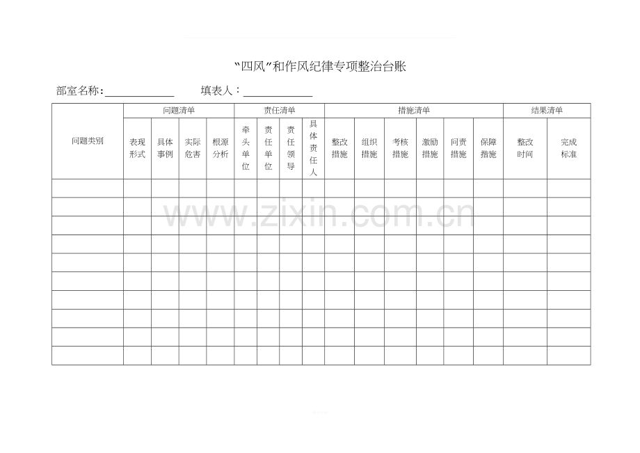 “四风”和作风纪律专项整治台账清单.docx_第1页