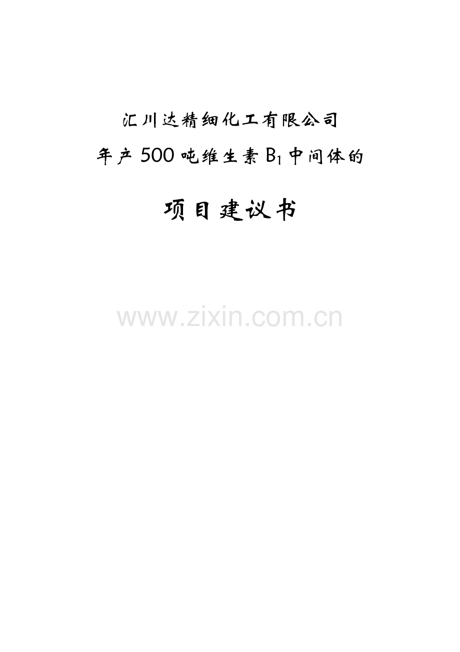 年产500吨维生素b1中间体的项目可行性研究报告.doc_第1页