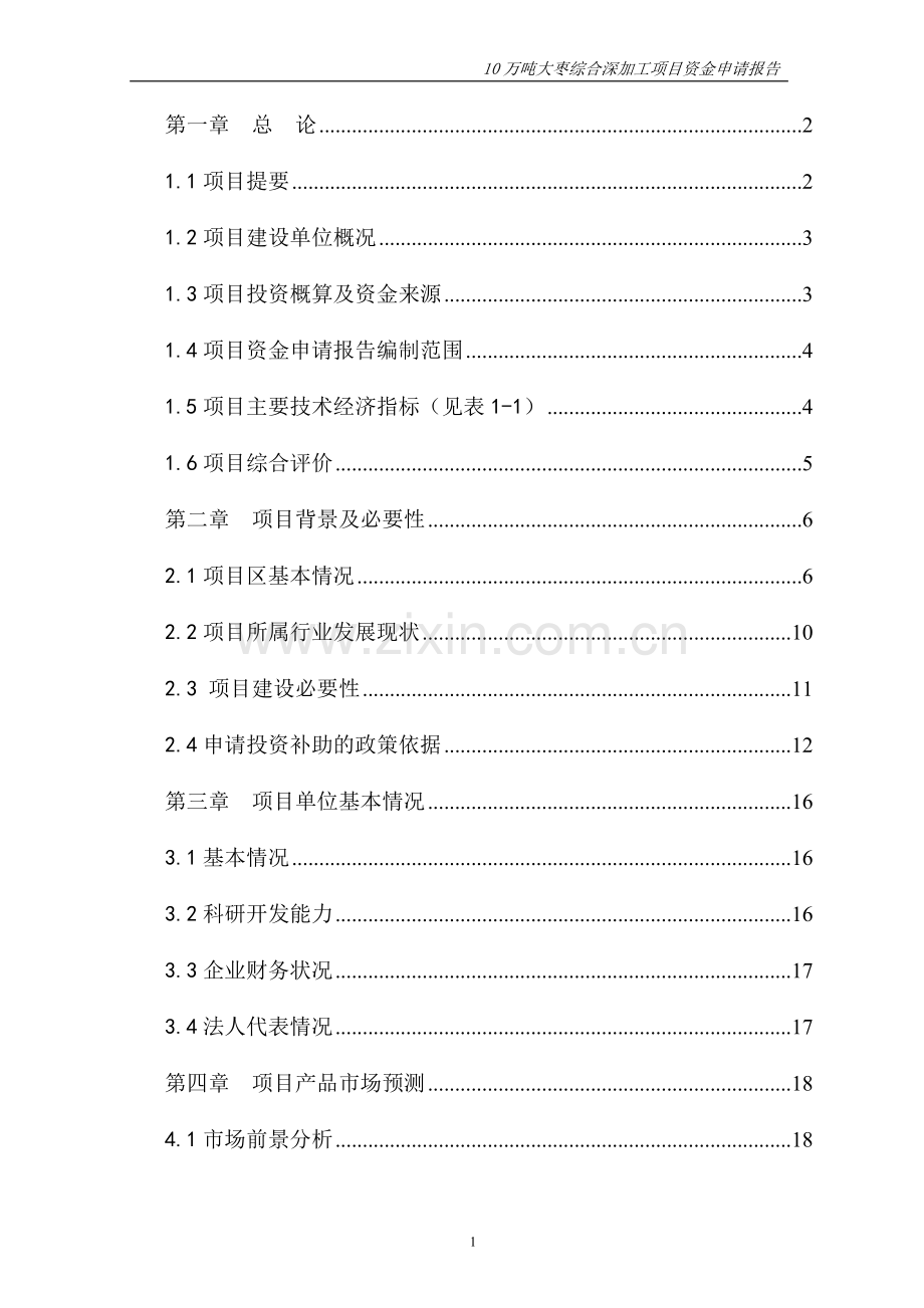 年产10万吨大枣综合深加工项目可行性研究报告.doc_第1页