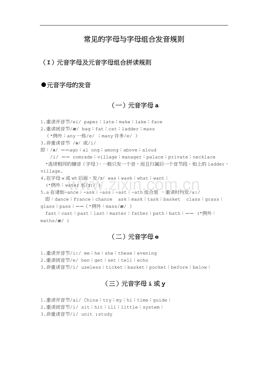 常见的字母与字母组合发音规则.doc_第1页