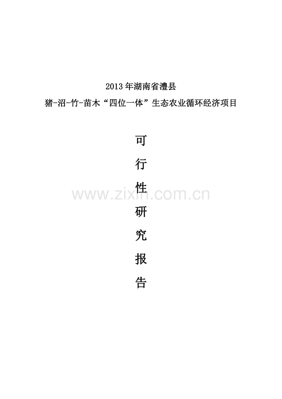 猪沼竹苗木“四位一体”生态农业循环经济项目可行性研究报告.doc_第1页
