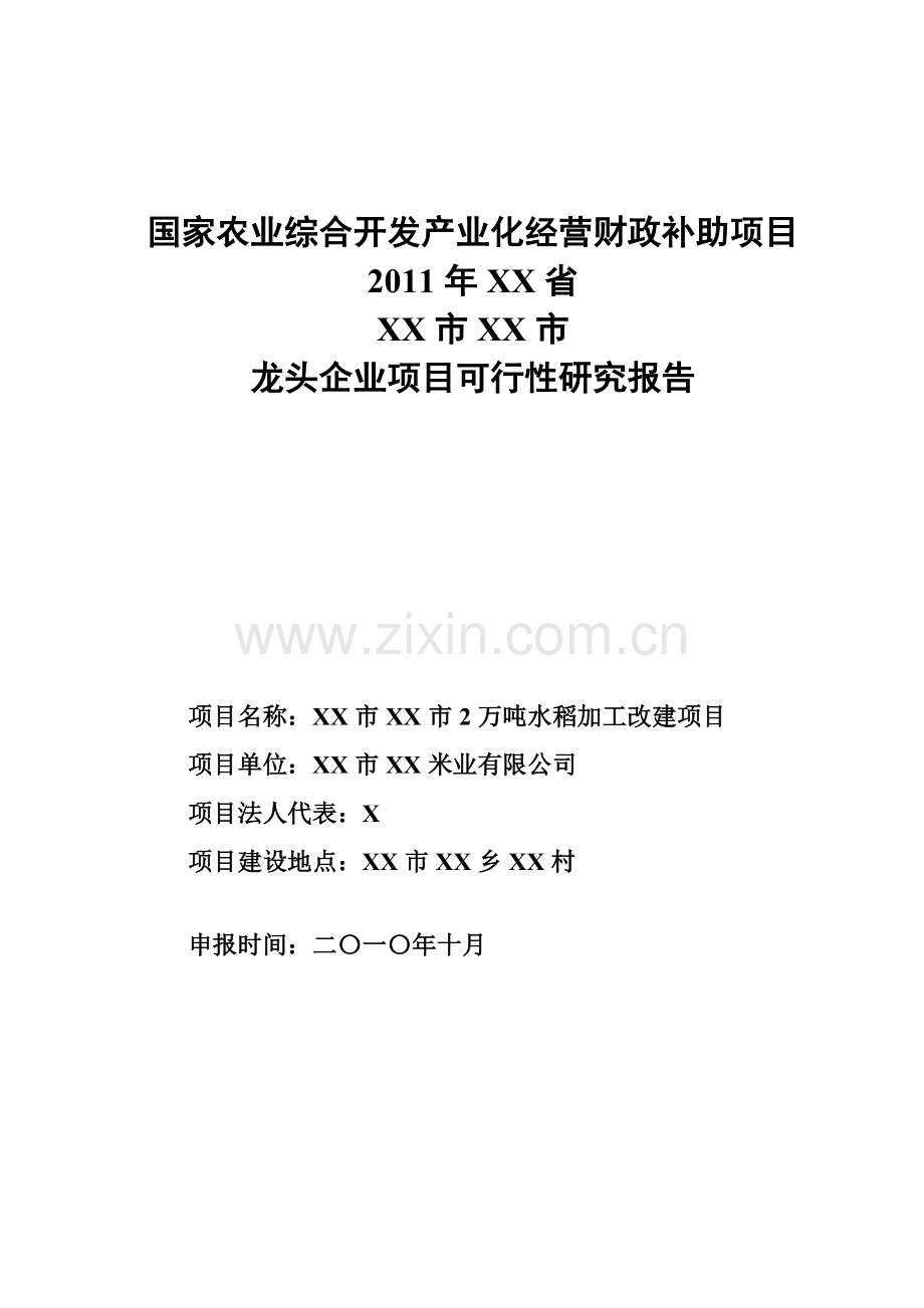 2万吨水稻加工改建项目建设可行性研究报告书.doc_第1页