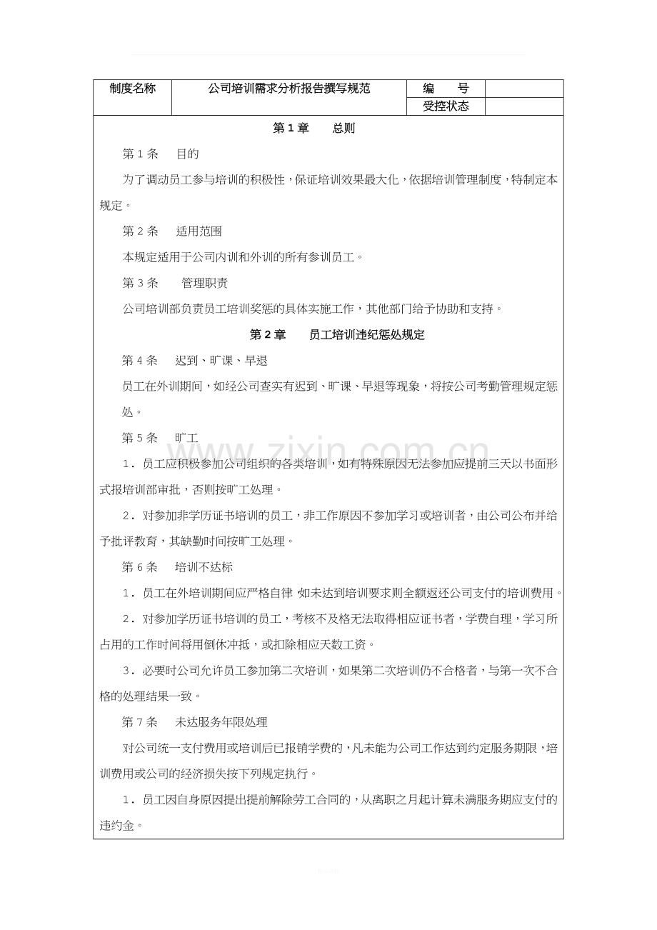 员工培训奖惩规定.docx_第1页
