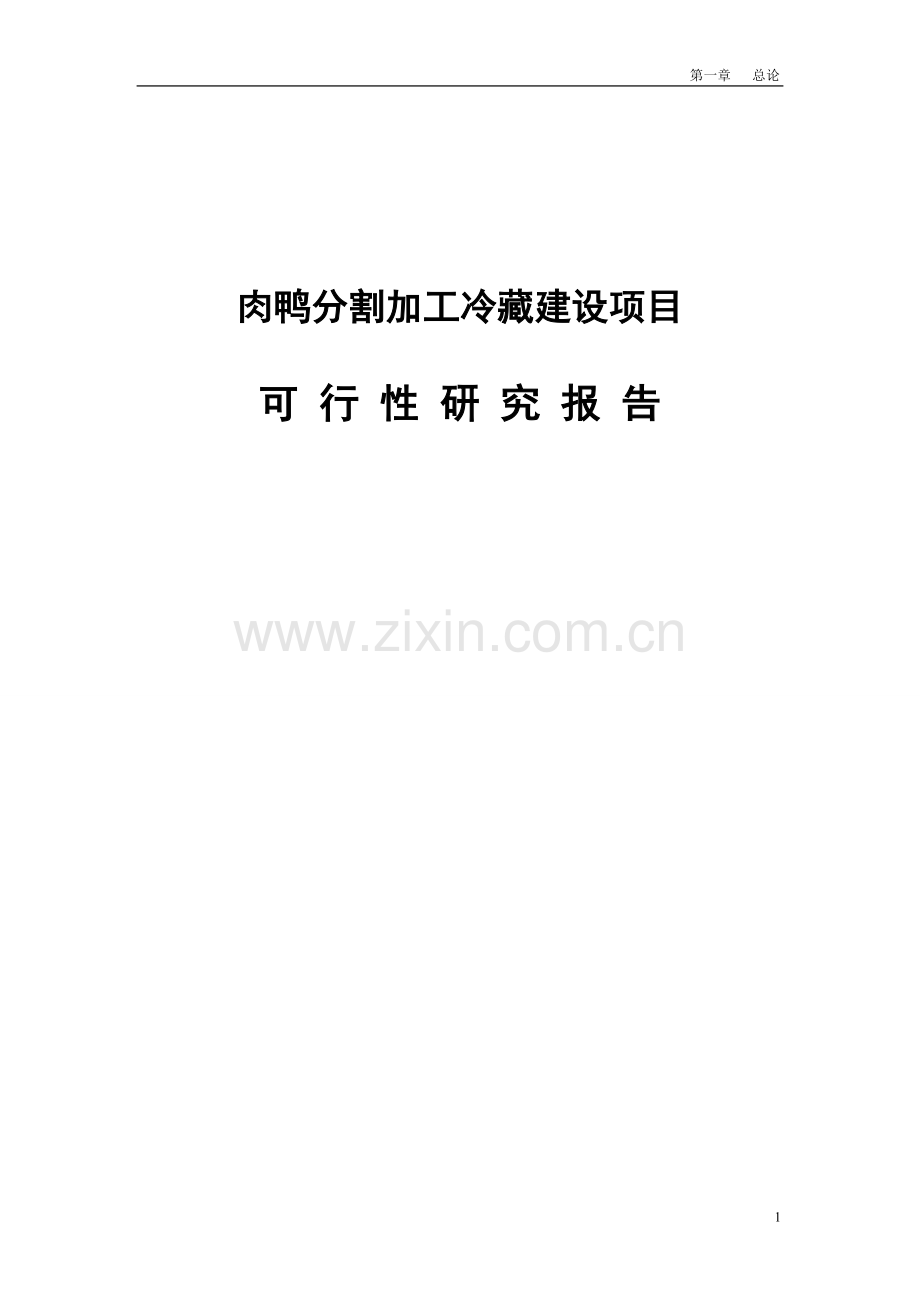肉鸭分割加工冷藏项目申请立项可研报告.doc_第1页