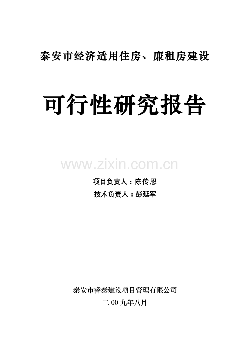 泰安市经济适用住房廉租房可行性研究报告.doc_第1页
