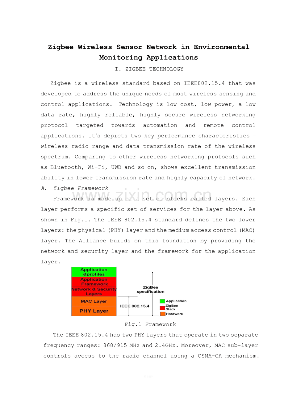 Zigbee无线传感器网络英文文献与翻译.doc_第1页