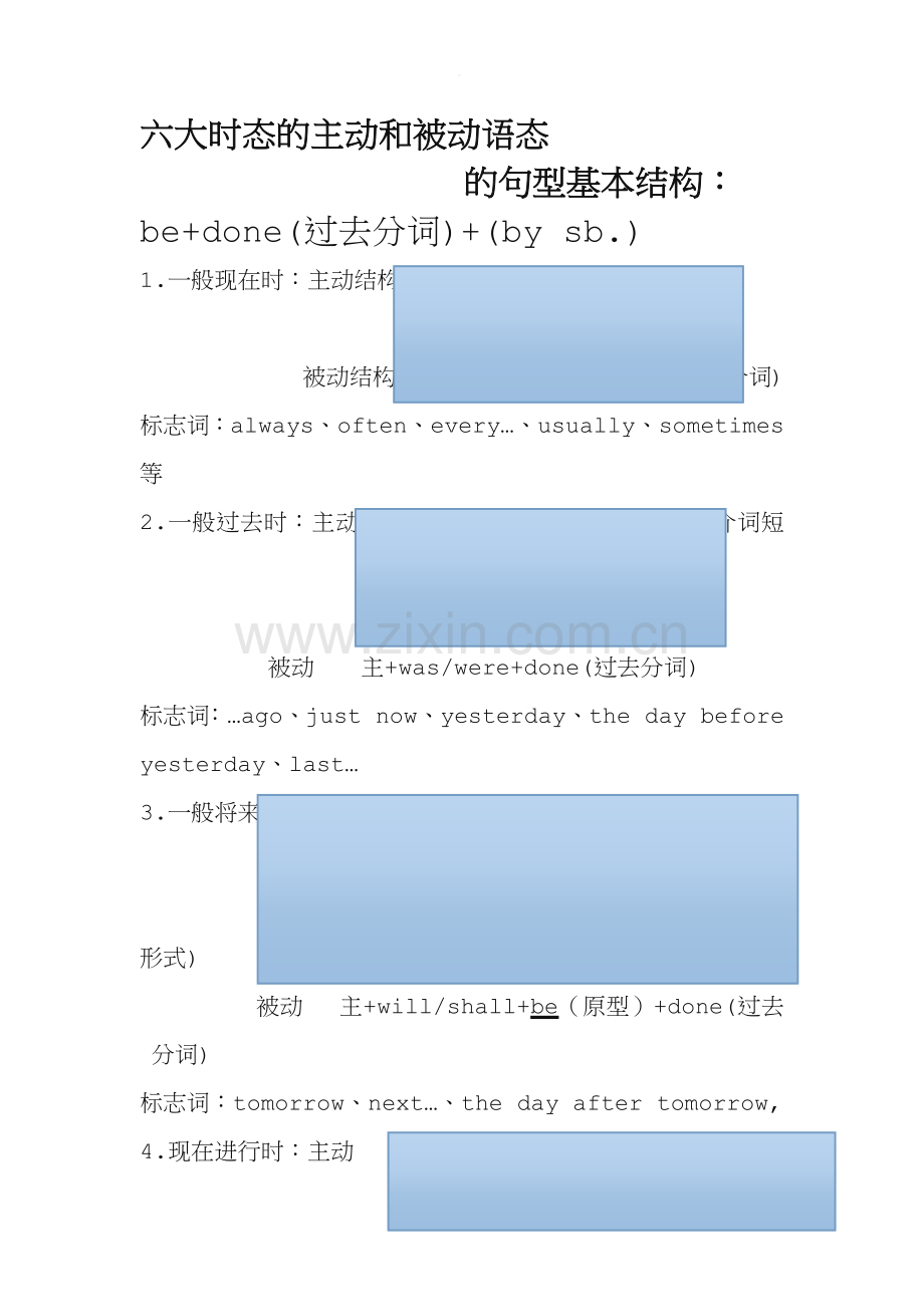 六大主动时态和被动语态的结构.doc_第1页
