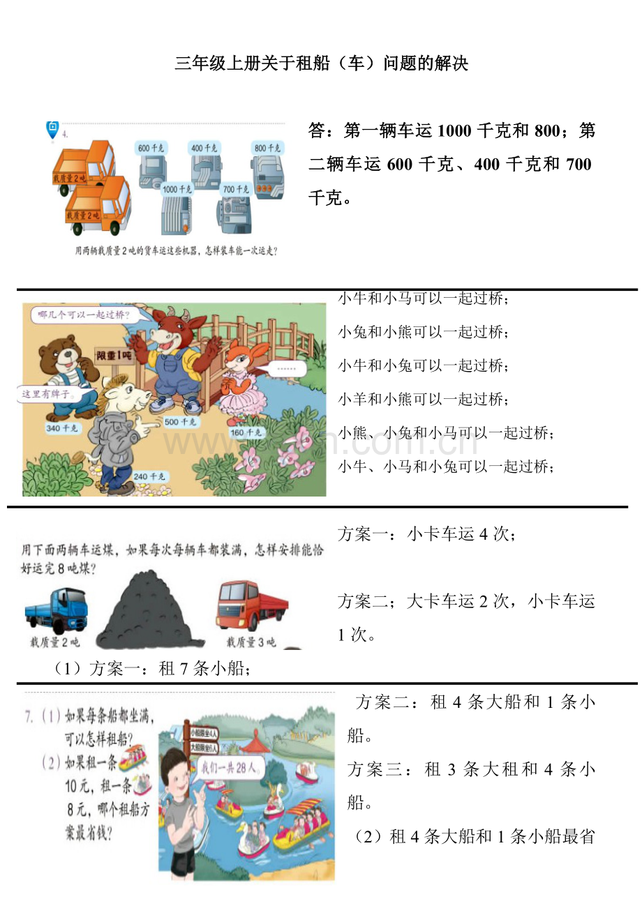 三年级上册关于租船(车)问题的解决.doc_第1页