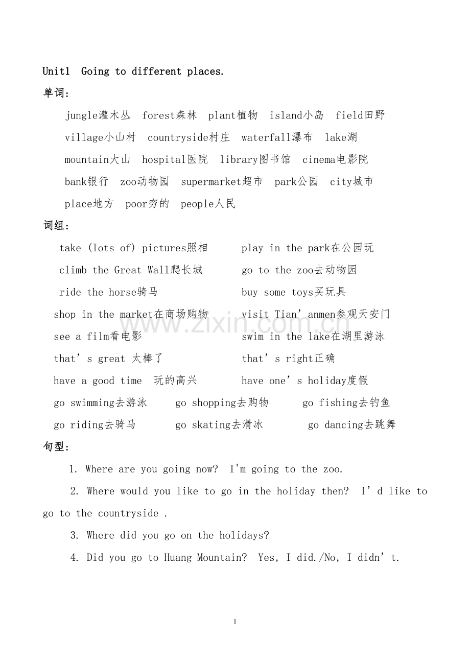 -剑桥少儿英语二级下册各单元知识点汇总.doc_第1页