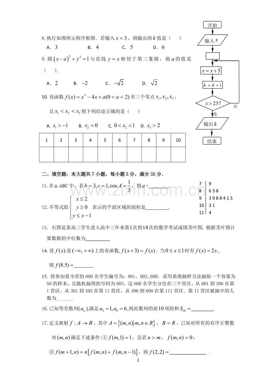 艺考生入班模拟测试卷(A卷).doc_第2页