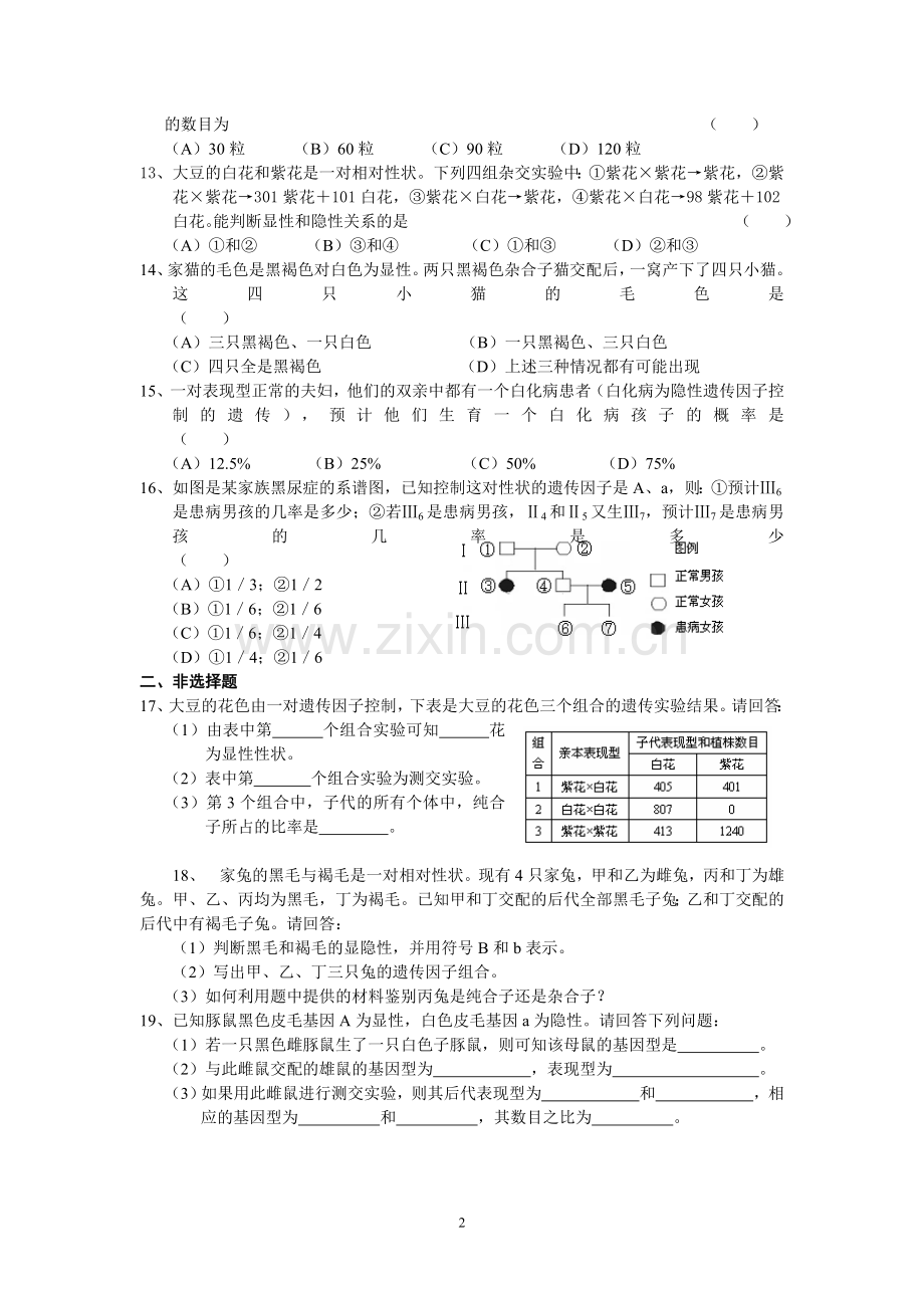 高中生物必修2第1章第1节孟德尔的豌豆杂交实.doc_第2页