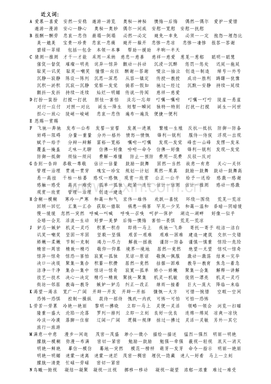 常用小学近义词反义词汇总.doc_第1页