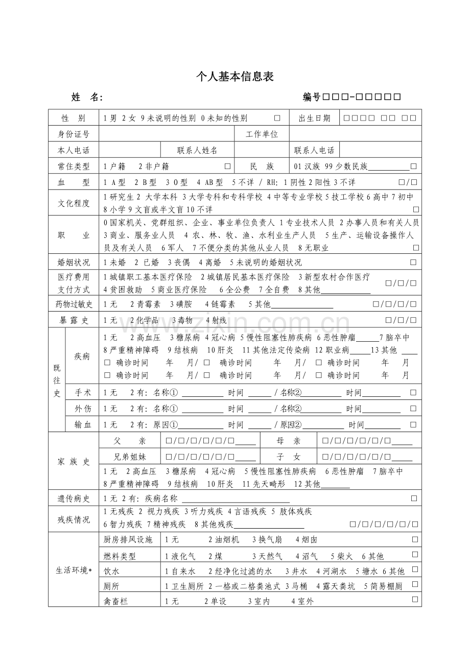 国家基本公共卫生服务规范(第三版)j居民健康档案表.doc_第2页