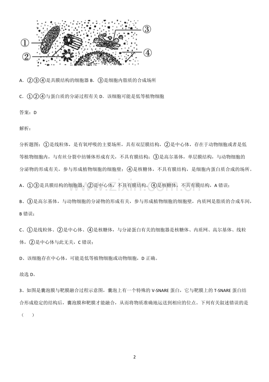 通用版高中生物必修一细胞的基本构成必考考点训练.pdf_第2页