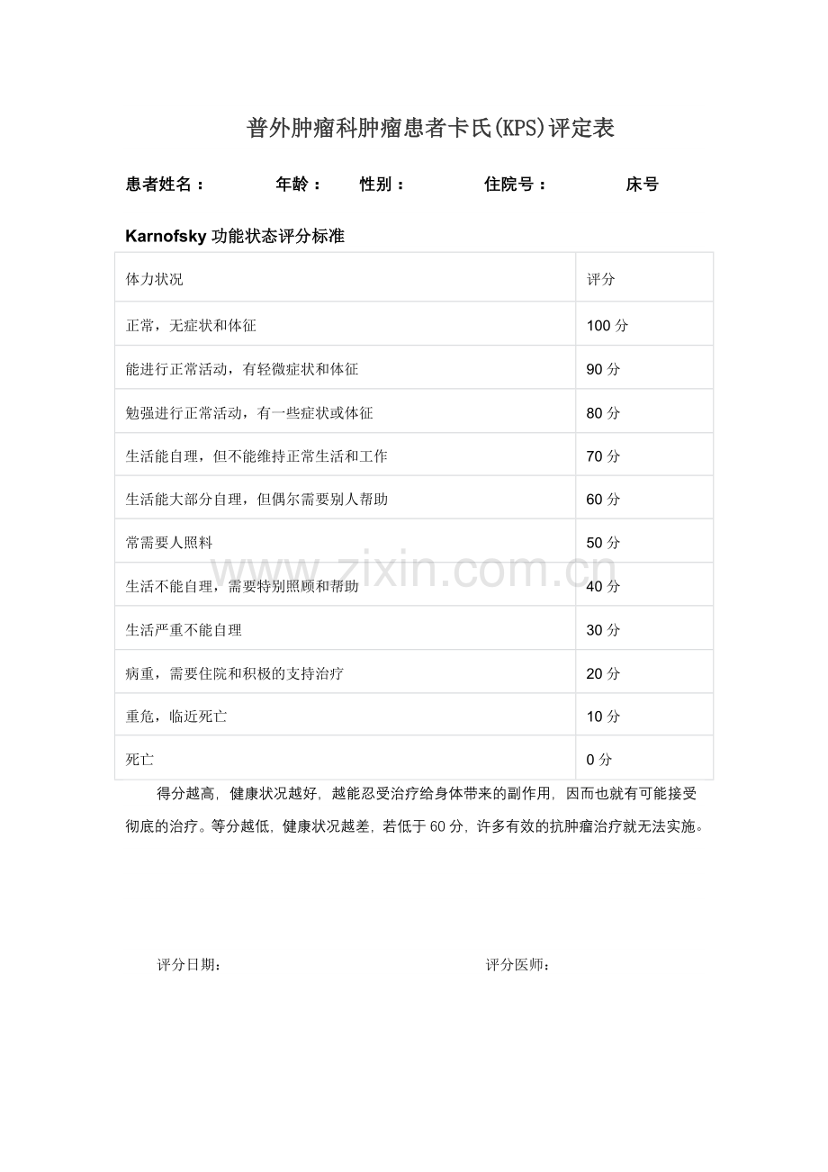 肿瘤患者卡氏(KPS)评分表.doc_第1页