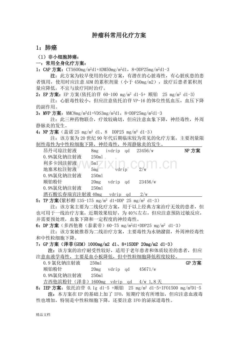 肿瘤科常用化疗方案(修订版).doc_第1页