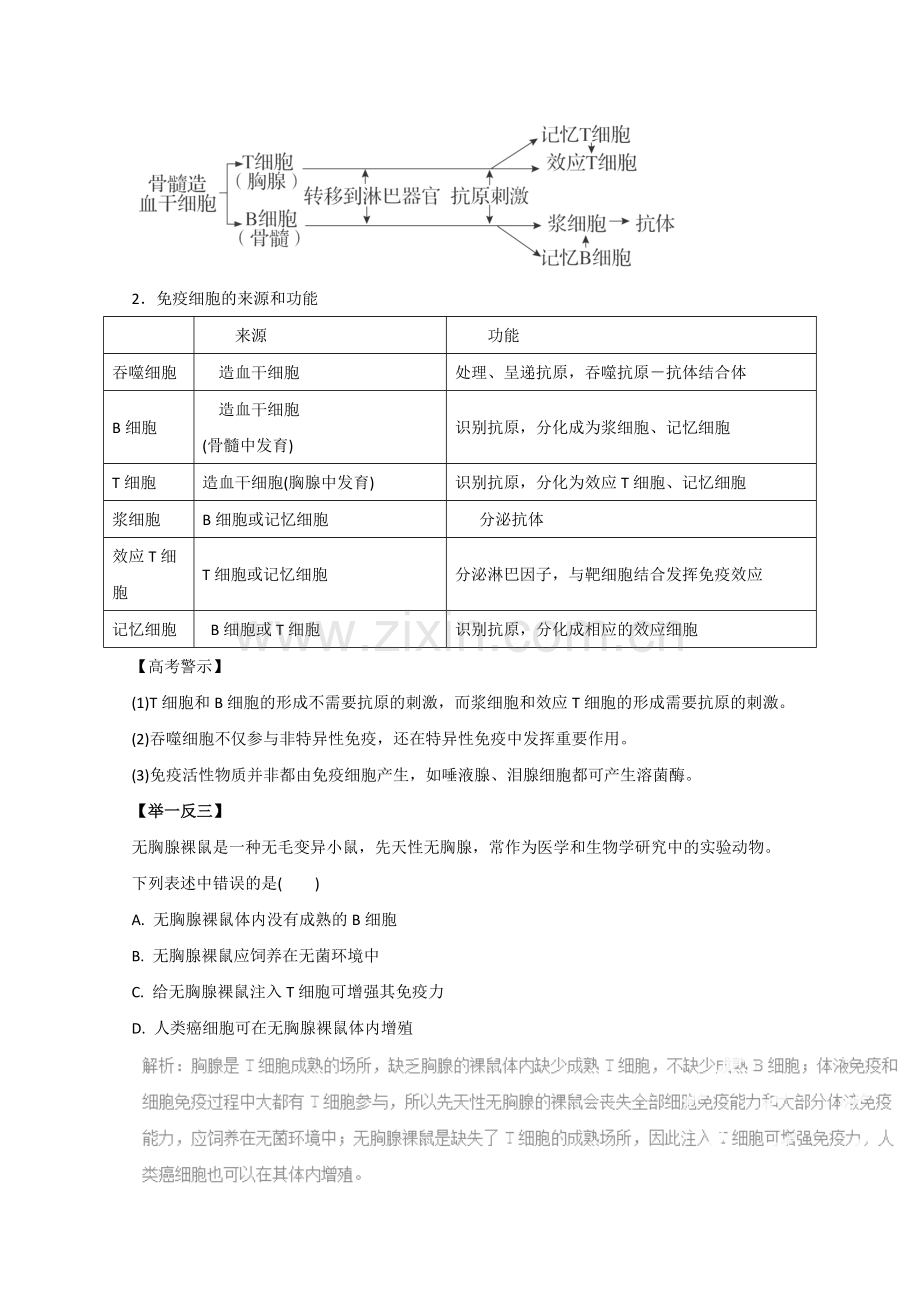 2016届高考生物二轮复习热点题型和提分秘籍专题24免疫调节与植物的激素调节(含解析).doc_第2页
