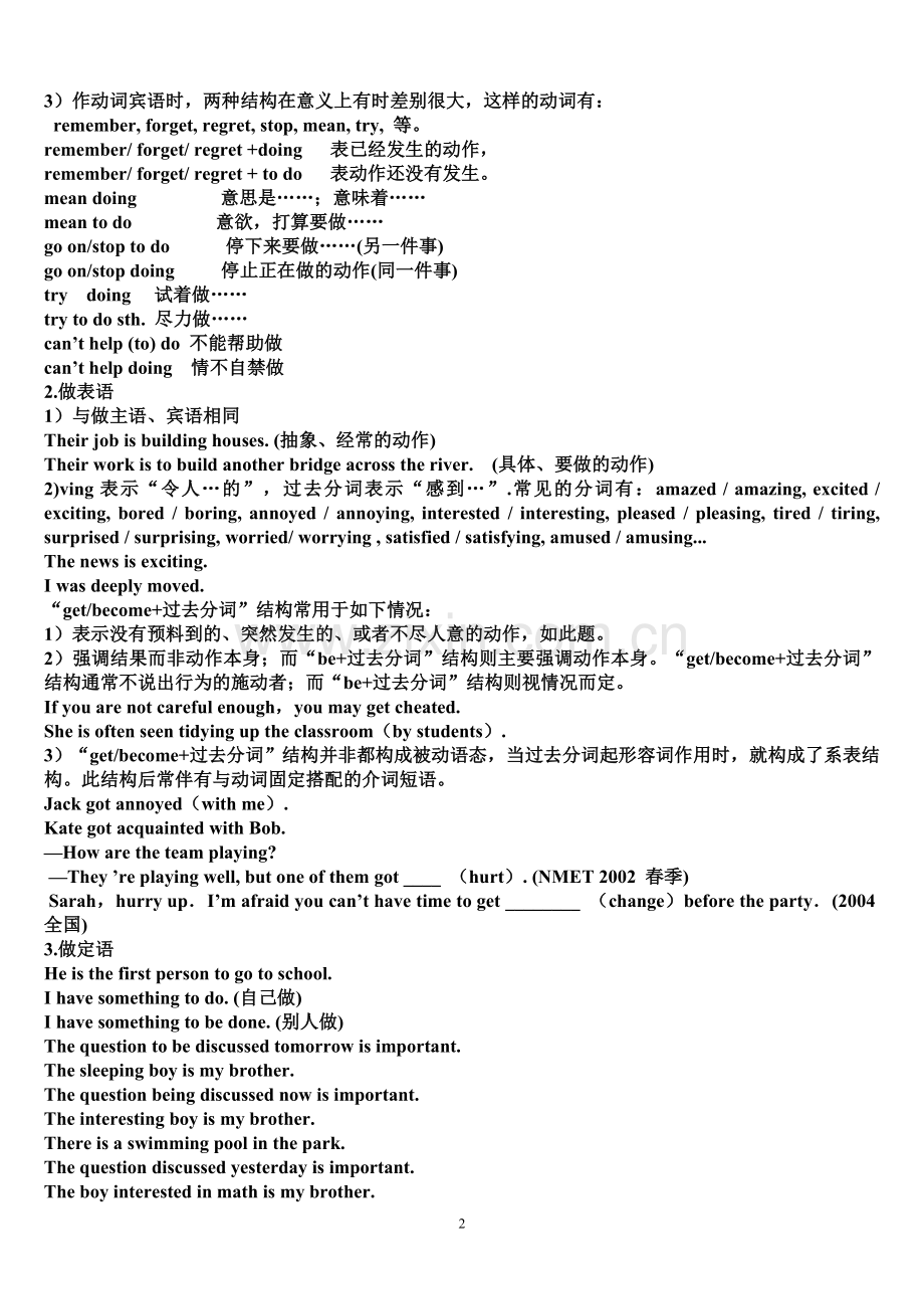非谓语动词在高考中的考点.doc_第2页