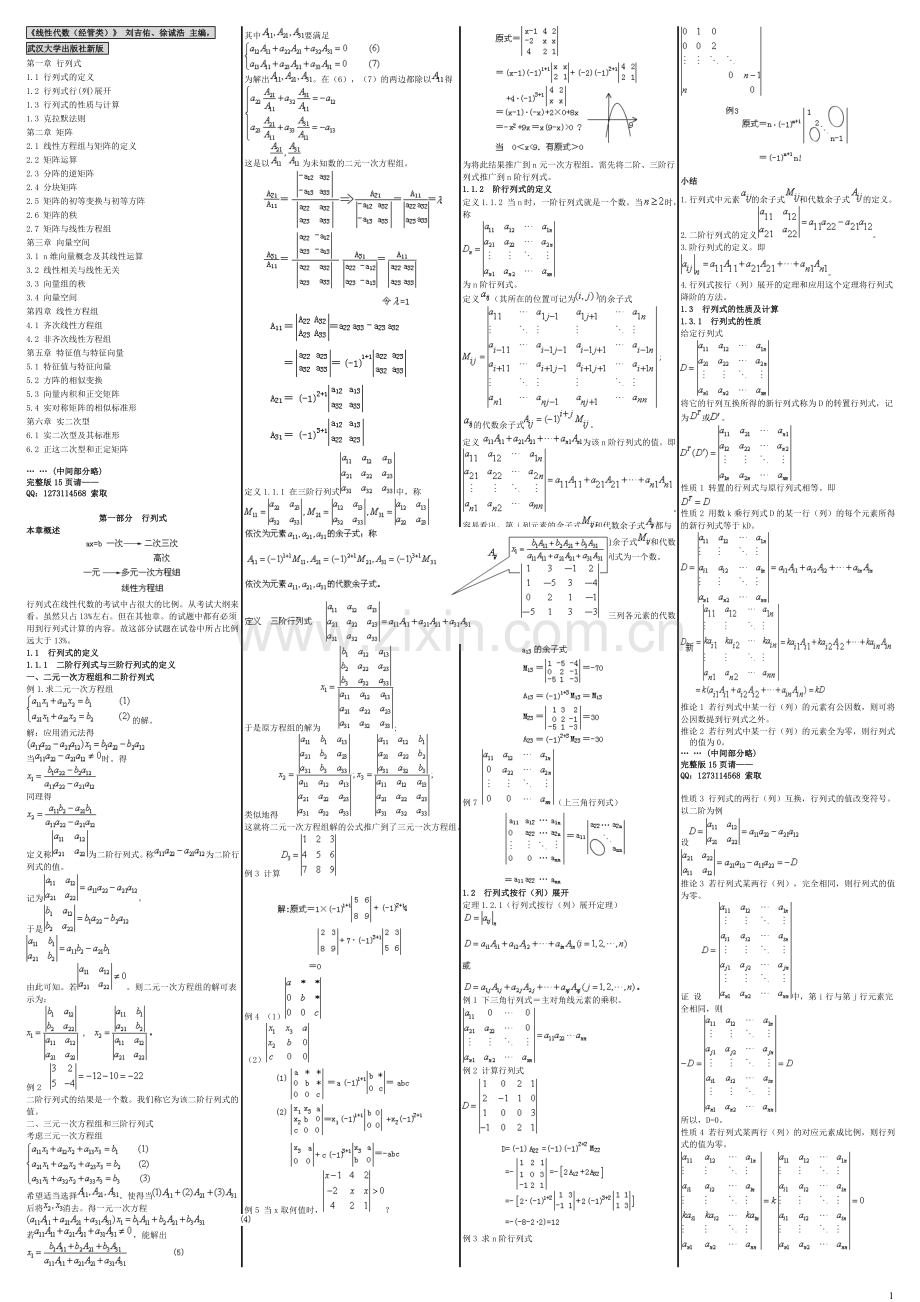 自考04184线性代数(经管类)自考核心考点笔记自考重点资料.doc_第1页