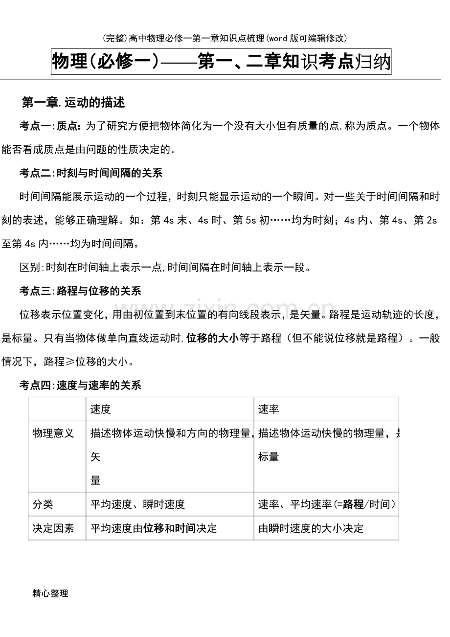 高中物理必修一第一章知识点梳理.pdf_第2页