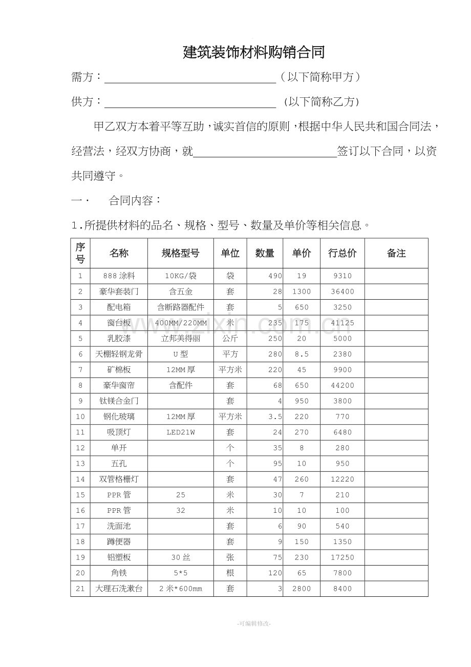 建筑装饰材料购销合同.doc_第1页