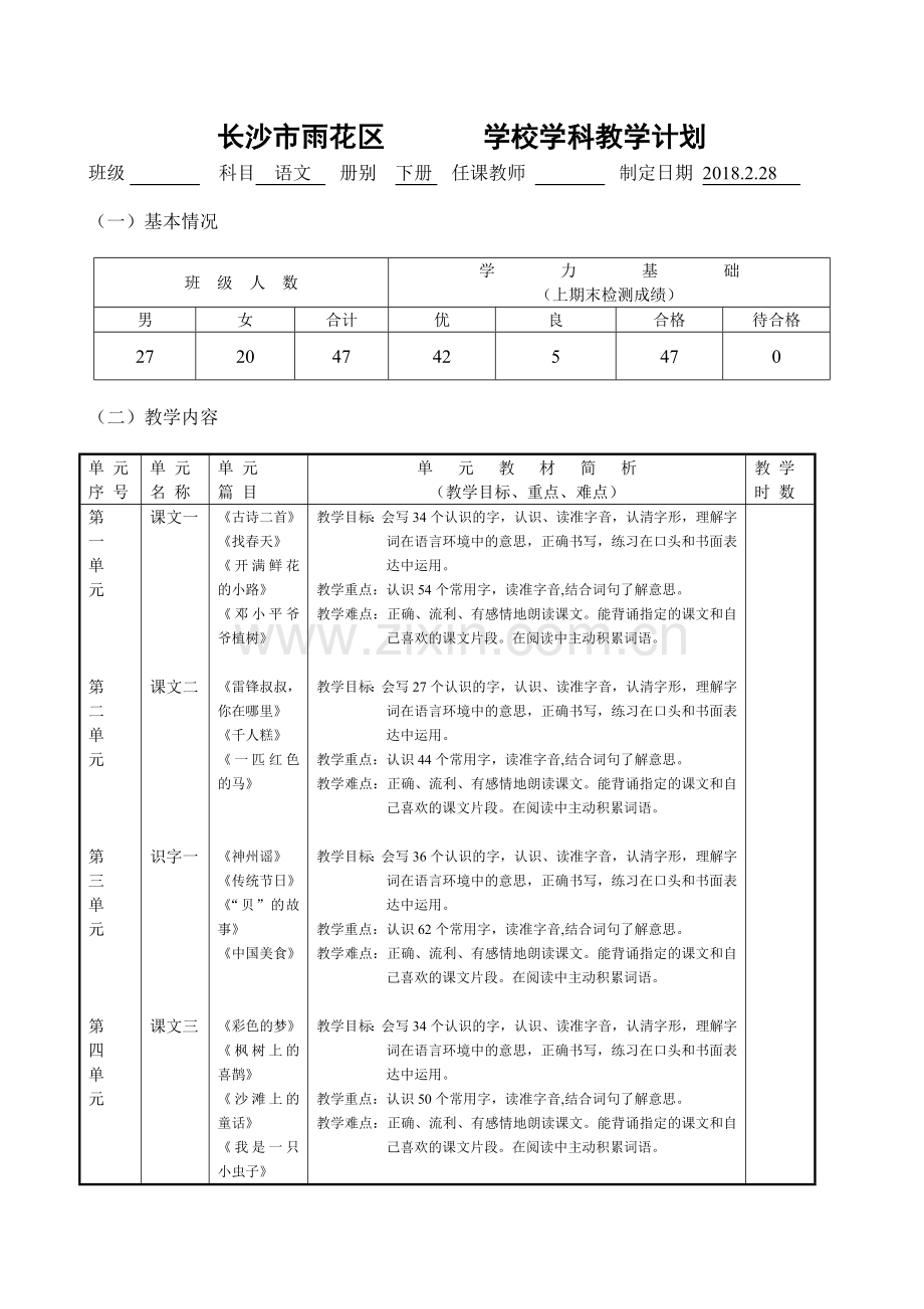 部编版语文二年级下册教学计划(专业详细).doc_第1页