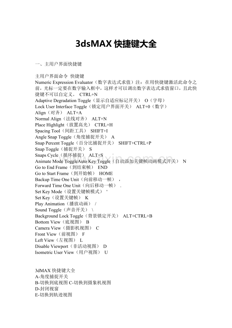 3DMAX快捷键大全教程.doc_第1页