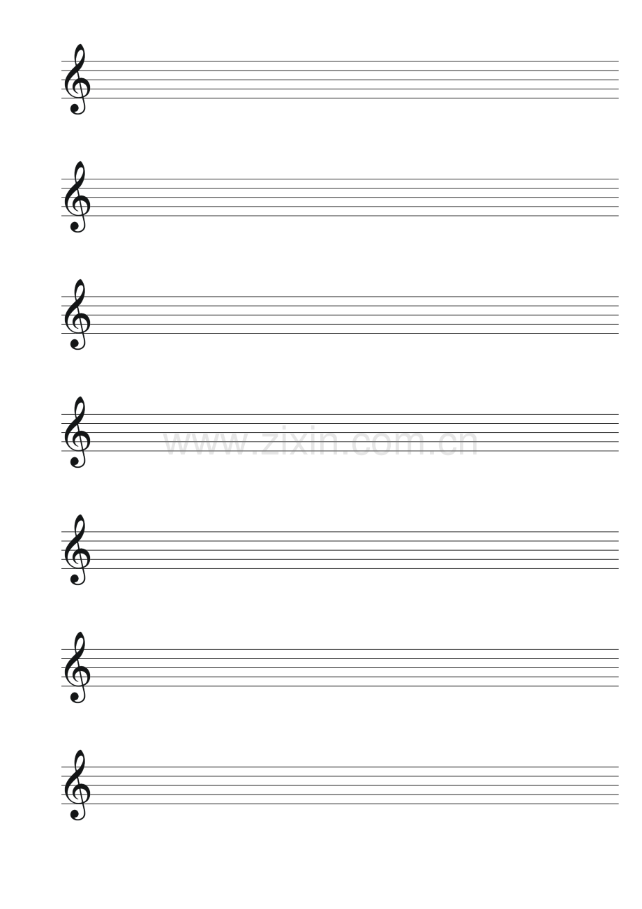 钢琴五线谱(高音谱号、低音谱号、空白)可.doc_第1页