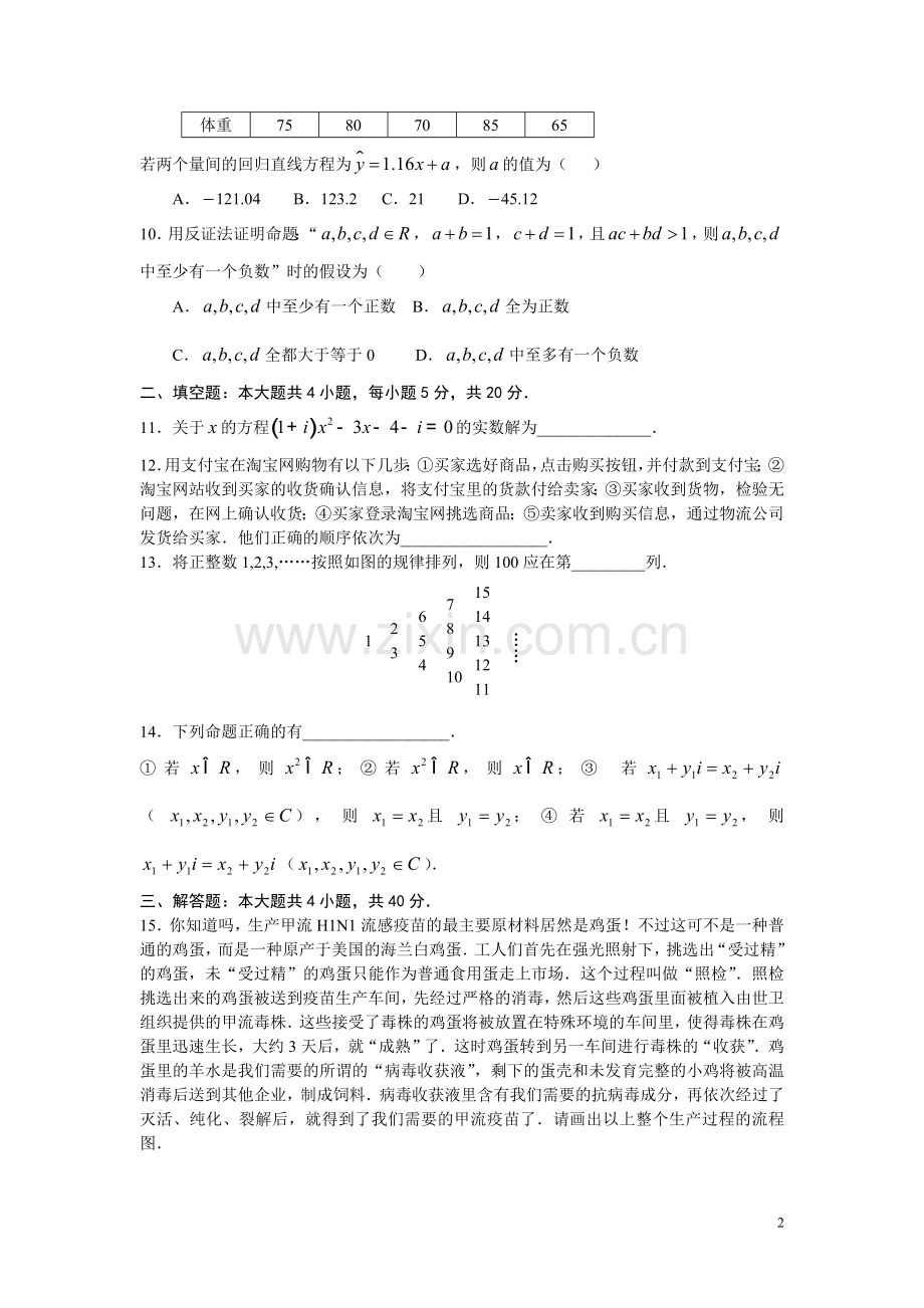 高中数学选修1-2综合测试题.doc_第2页