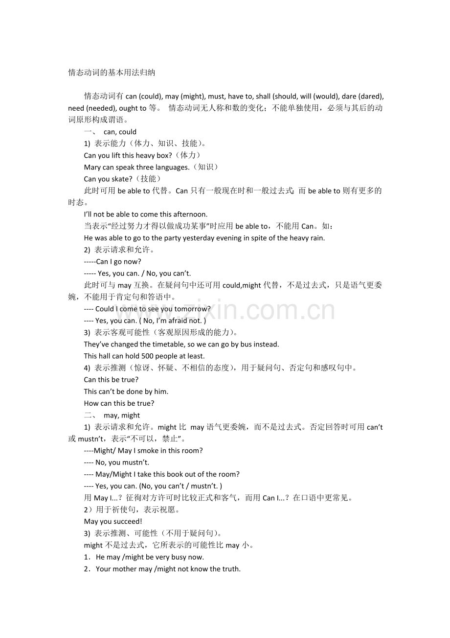 情态动词的基本用法归纳.doc_第1页