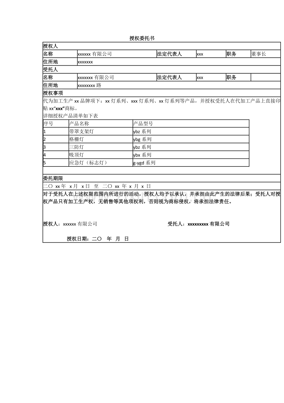 OEM(贴牌生产)授权委托书.doc_第1页