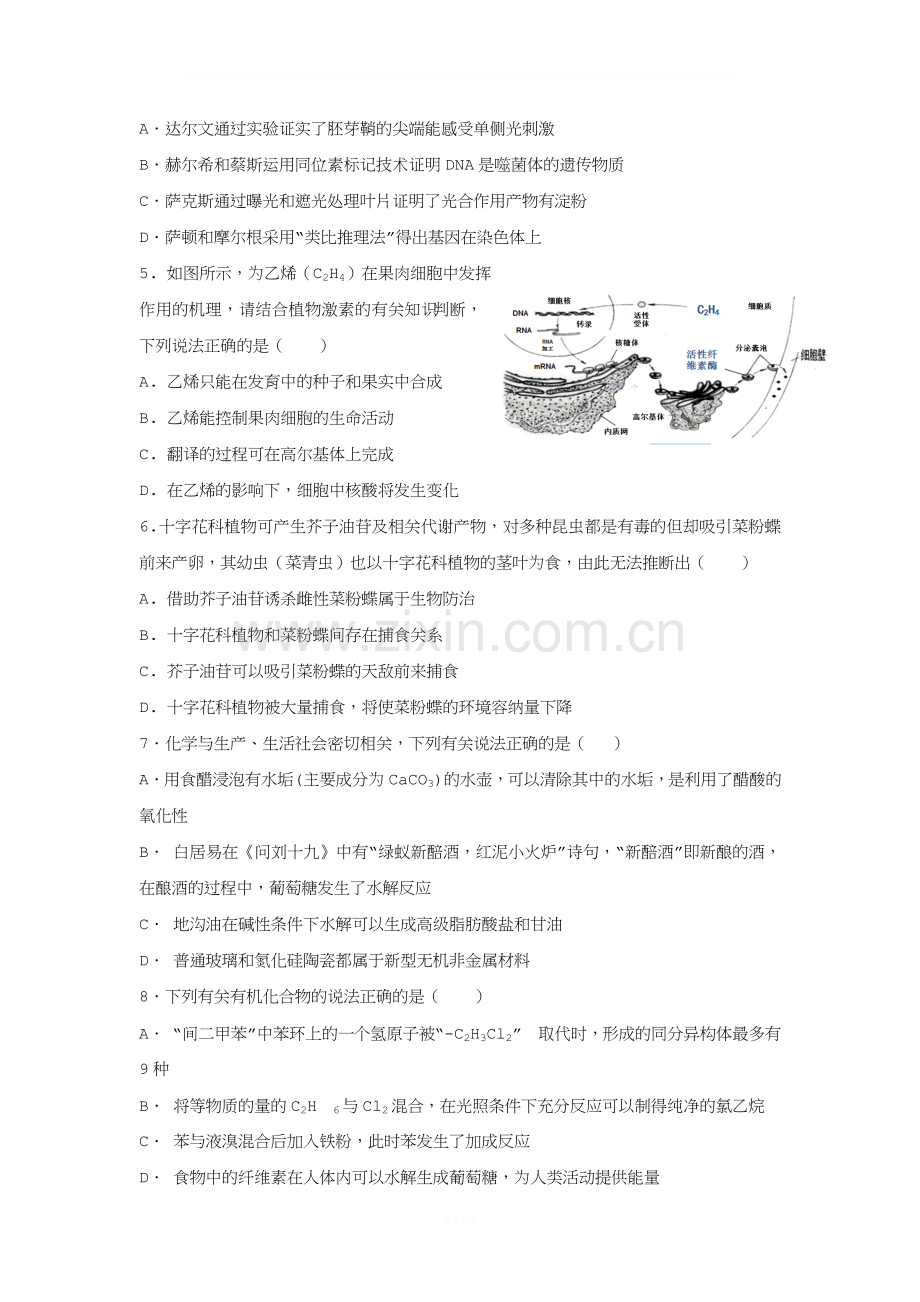 黑龙江省大庆实验中学2019届高三11月月考(期中)理科综合试题-Word版含答案.doc_第2页