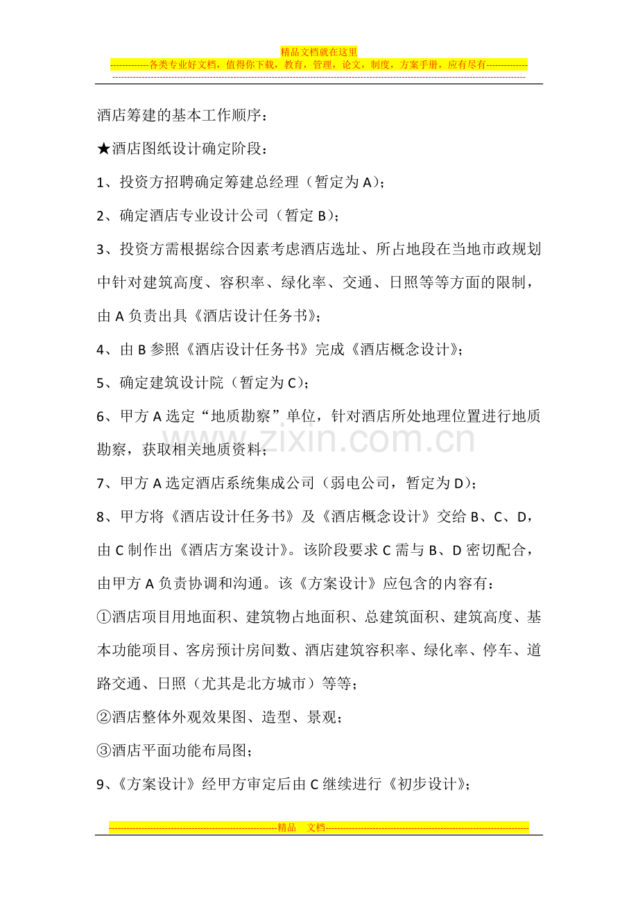 酒店筹建的基本工作顺序.docx_第1页